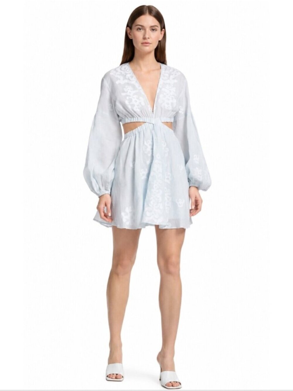 NWT A.L.C. Irene Blue Embroidered Mini Dress